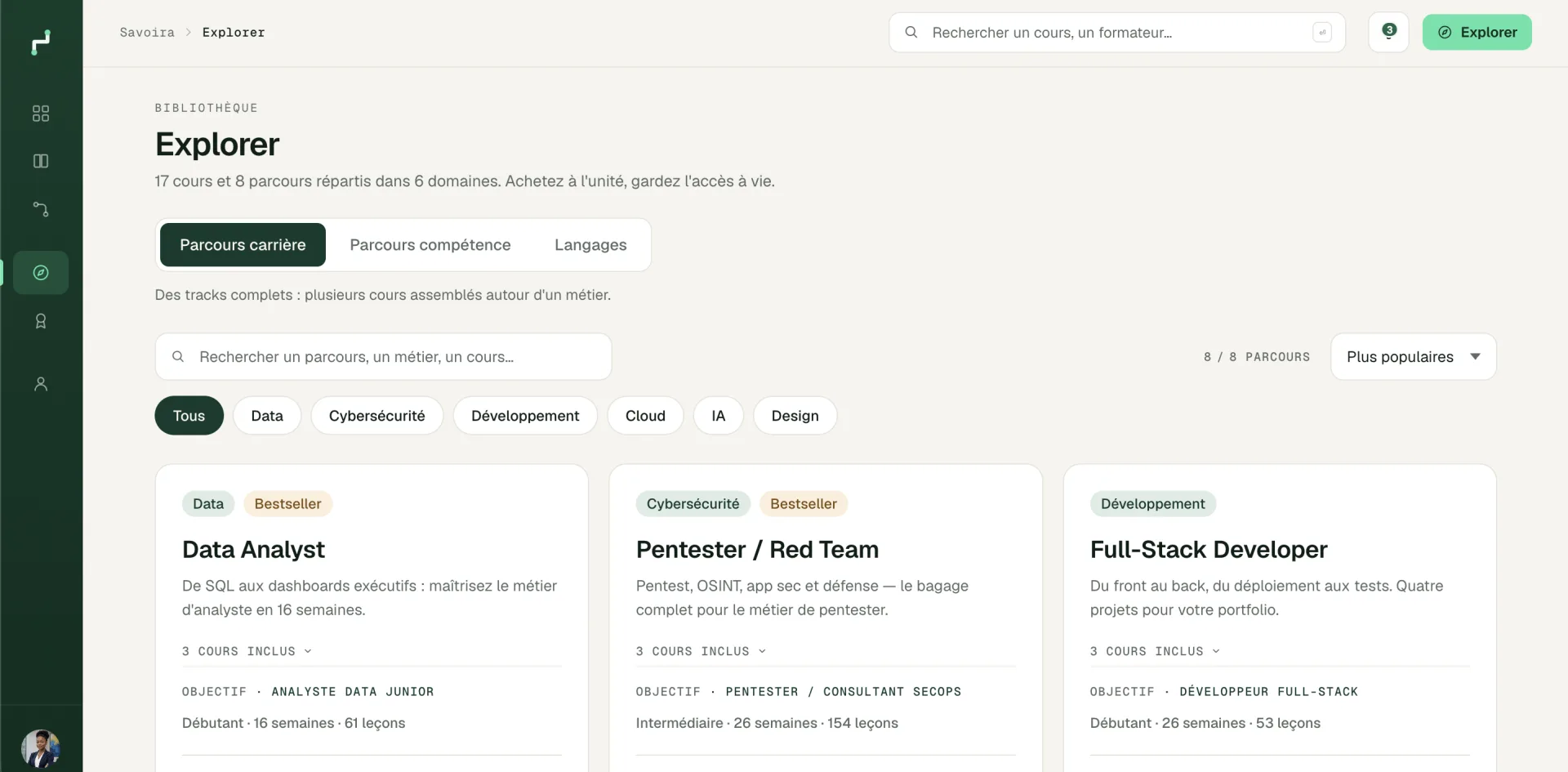 Bibliothèque Savoira — catalogue de parcours et de cours